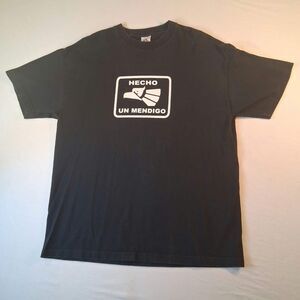 Vintage AAA Hecho Un Mendigo Parody T Shirt Mens XL Black Graphic Tee